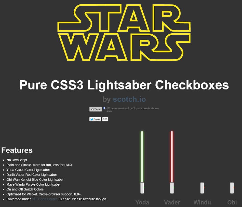 Checkboxes CSS3 StarWars